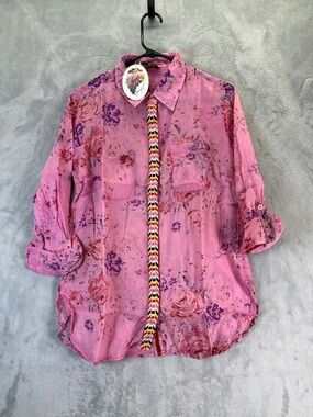 Spring Top Size Medium Pink Floral Lightweight New